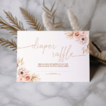 Boho Pampas Grass Baby shower Luier Raffle Kaart