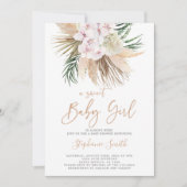 Boho Pampas Grass Baby shower meisje Kaart (Voorkant)