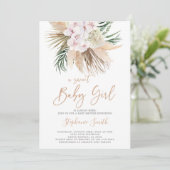 Boho Pampas Grass Baby shower meisje Kaart (Staand voorkant)