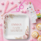 Boho Pampas Grass Baby shower Paper Papieren Bordje (Feest)