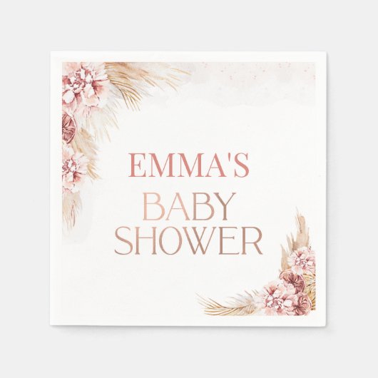 Boho Pampas Grass Baby shower Paper Servet (Voorkant)