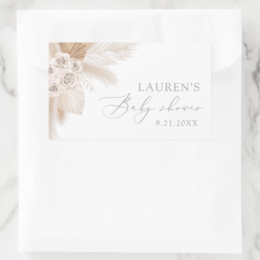 Boho Pampas Grass Baby shower Rechthoekige Sticker (Tas)