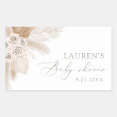 Boho Pampas Grass Baby shower Rechthoekige Sticker (Voorkant)