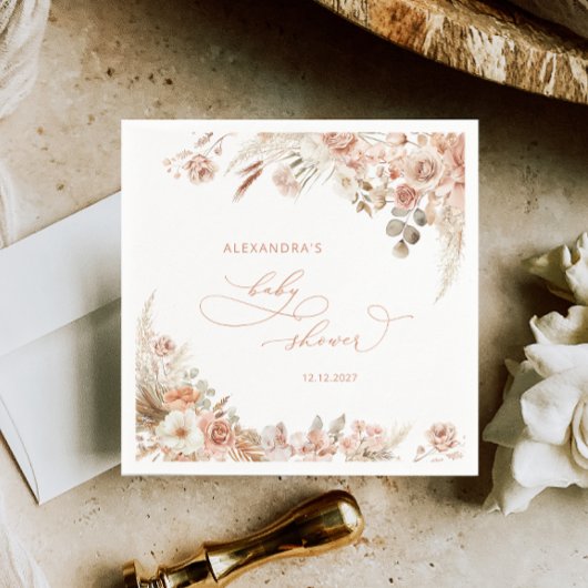 Boho Pampas Grass Baby shower Servet