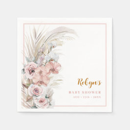 Boho Pampas Grass Baby shower servetten Blush