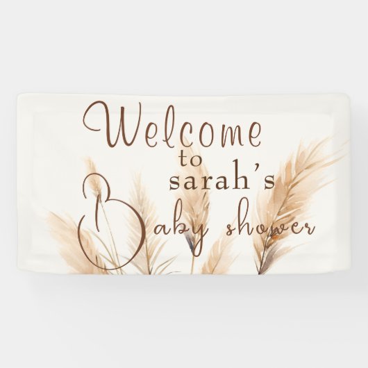 boho Pampas grass Baby shower Spandoek (Horizontaal)