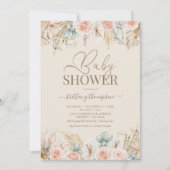 Boho Pampas Grass Baby shower Uitnodiging (Voorkant)