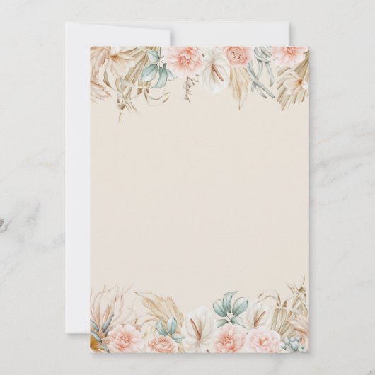 Boho Pampas Grass Baby shower Uitnodiging (Achterkant)