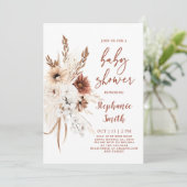 Boho Pampas Grass Baby shower Uitnodiging (Staand voorkant)