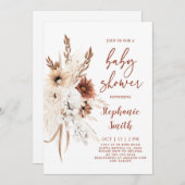 Boho Pampas Grass Baby shower Uitnodiging (Voorkant / Achterkant)