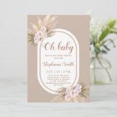 Boho Pampas Grass Baby shower Uitnodiging (Staand voorkant)