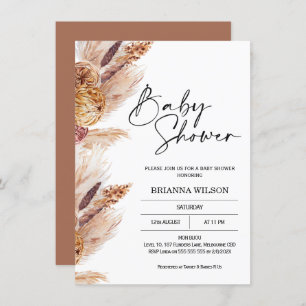 Boho Pampas Grass Baby shower Uitnodiging