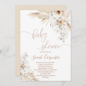 Boho Pampas Grass Baby shower Uitnodiging (Voorkant / Achterkant)