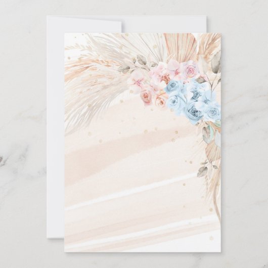 Boho Pampas Grass Baby shower Uitnodiging Hij of Z (Achterkant)