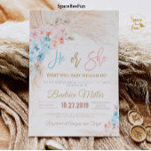 Boho Pampas Grass Baby shower Uitnodiging Hij of Z