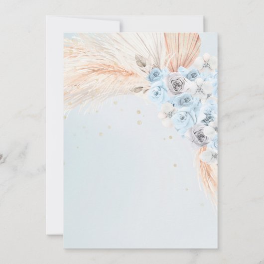 Boho Pampas Grass Baby shower Uitnodiging Jongen B (Achterkant)