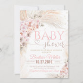 Boho Pampas Grass Baby shower Uitnodiging Meisje B (Voorkant)
