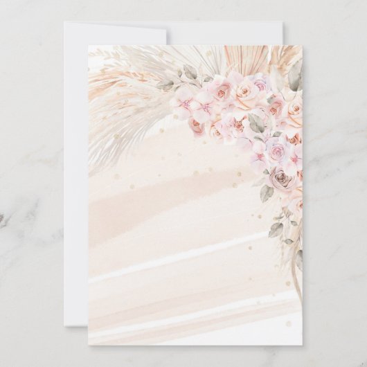 Boho Pampas Grass Baby shower Uitnodiging Meisje B (Achterkant)