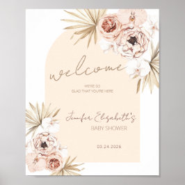 Boho Pampas Grass Baby shower Welkom Poster