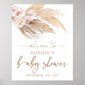 Boho Pampas Grass Baby shower Welkomstteken Poster (Voorkant)