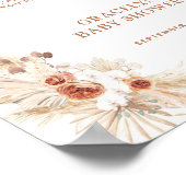 Boho Pampas Grass Baby shower Welkomstteken Poster (Hoek)