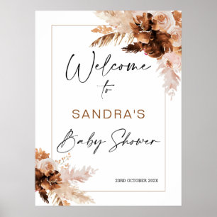 Boho Pampas Grass Baby shower Welkomstteken Poster