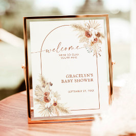 Boho Pampas Grass Baby shower Welkomstteken Poster