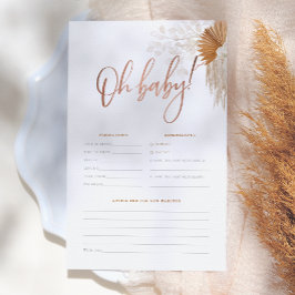 Boho Pampas Grass Baby Voorspelling & Advies Spel
