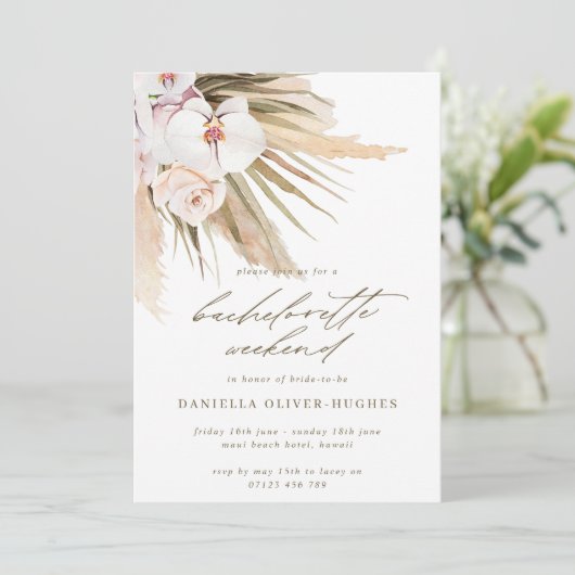 Boho Pampas Grass Bachelorette Itinerary Weekend Kaart (Staand voorkant)