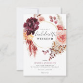 Boho Pampas Grass Bachelorette Party Itinerary Kaart (Voorkant)