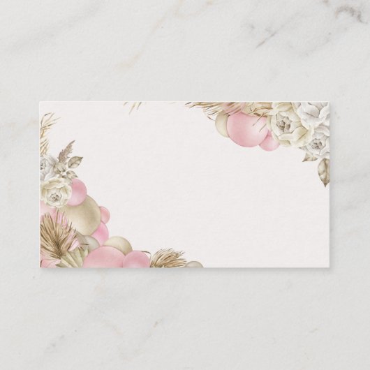 Boho Pampas Grass Balloon Teddy Bear Diaper Raffle Informatiekaartje (Achterkant)