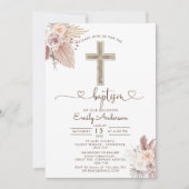 Boho Pampas Grass Baptism Christening Kaart (Voorkant)