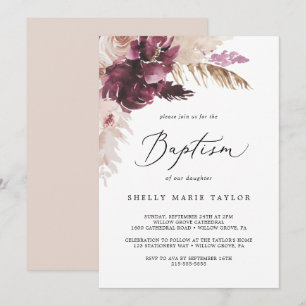 Boho Pampas Grass Baptisme Kaart