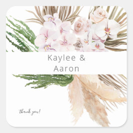 Boho Pampas Grass Beach Floral bedankt Vierkante Sticker
