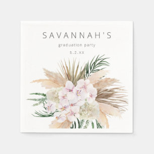 Boho Pampas Grass Beach Floral Name of Monogram Servet