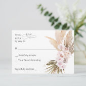 Boho Pampas Grass Beach Floral no Meal RSVP Kaartje (Staand voorkant)