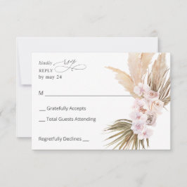 Boho Pampas Grass Beach Floral no Meal RSVP Kaartje