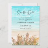 Boho Pampas Grass Beach Scene Wedding Save The Date (Voorkant)