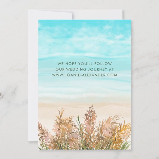 Boho Pampas Grass Beach Scene Wedding Save The Date (Achterkant)