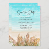 Boho Pampas Grass Beach Scene Wedding Save The Date (Voorkant / Achterkant)