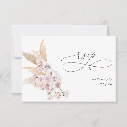 Boho Pampas Grass Beach w Meal RSVP Card 2 (Voorkant)