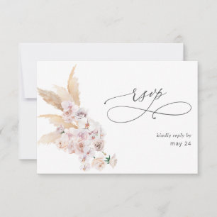 Boho Pampas Grass Beach w Meal RSVP Card 2 Kaartje