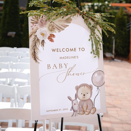 Boho Pampas Grass Beer Ballon Baby shower Poster