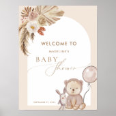 Boho Pampas Grass Beer Ballon Baby shower Poster (Voorkant)