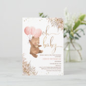 Boho Pampas Grass Beer Oh Baby shower Kaart (Staand voorkant)