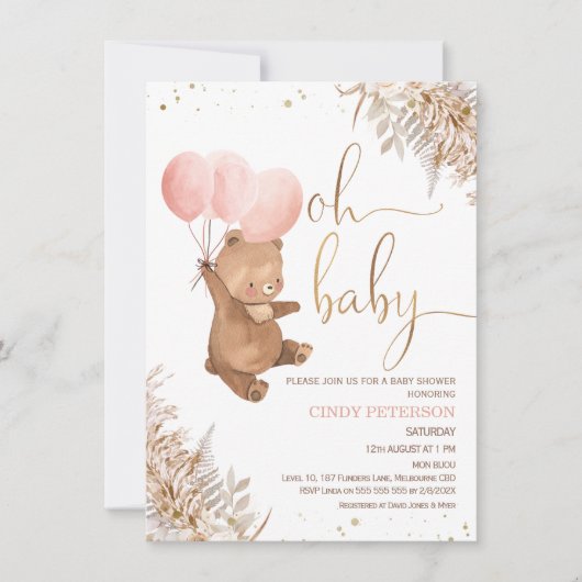 Boho Pampas Grass Beer Oh Baby shower Kaart (Voorkant)