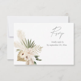 Boho Pampas Grass & Beige Bloemen met Maaltijd RSV RSVP Kaartje