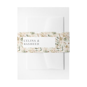 Boho Pampas Grass & Beige Bloemen Uitnodiging Buik Uitnodigingen Wikkel