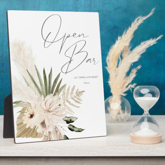 Boho Pampas Grass & Beige Floral Open Bar 2 Fotoplaat (Zijkant)