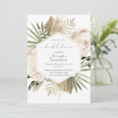 Boho Pampas Grass & Beige Floral Vrijgezellenfeest Kaart (Staand voorkant)
